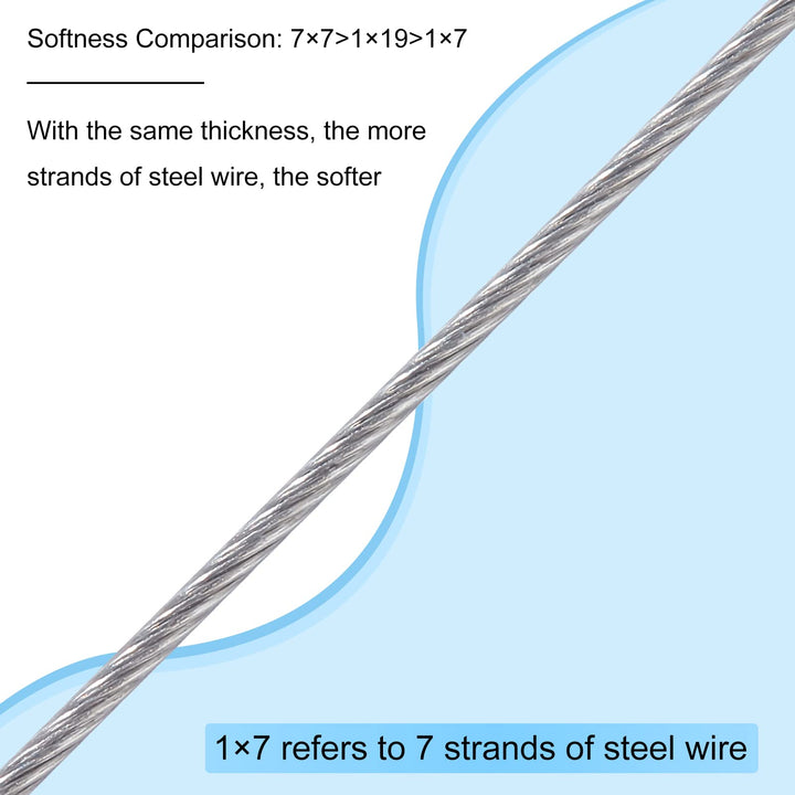 33-Feet 0.04inch (1mm) 7-Strand LightGrey Bead String Wire Nylon Coated Stainless Steel Wire for Necklace Bracelet Beading Craft Work