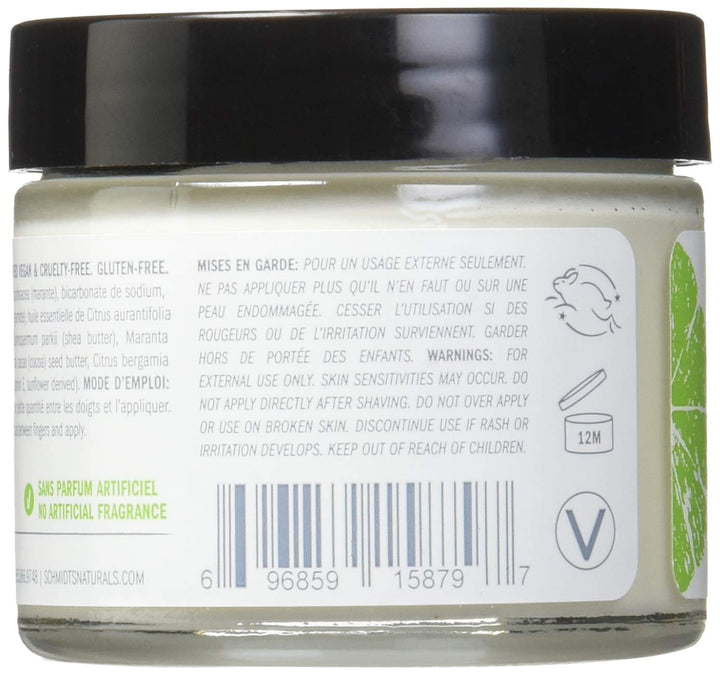 Schmidt's Natural Deodorant - Bergamot and Lime, 2 ounces. Jar for Women and Men