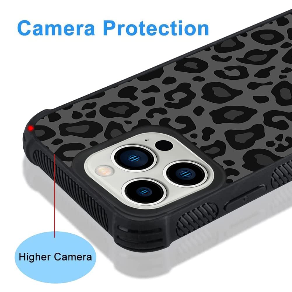 Case Compatible with iPhone 14 Pro Max,Black Leopard Design,Tire Texture Non-Slip +Shockproof Rugged TPU Protective Case for iPhone 14 Pro Max 6.7 Inch (2022) Leopard Pattern