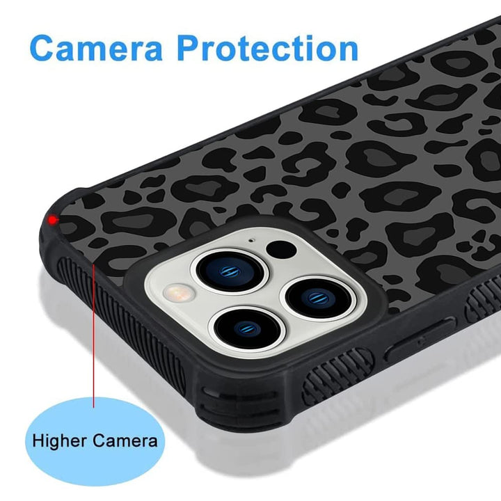Case Compatible with iPhone 14 Pro Max,Black Leopard Design,Tire Texture Non-Slip +Shockproof Rugged TPU Protective Case for iPhone 14 Pro Max 6.7 Inch (2022) Leopard Pattern