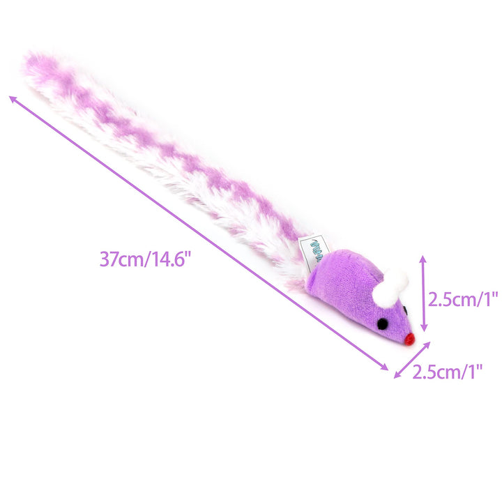 4 Packs 15 Inch Long Soft Plush Cat Toys Mice with Rattle Rustle Sound Small Mouse Activity Interactive Toy