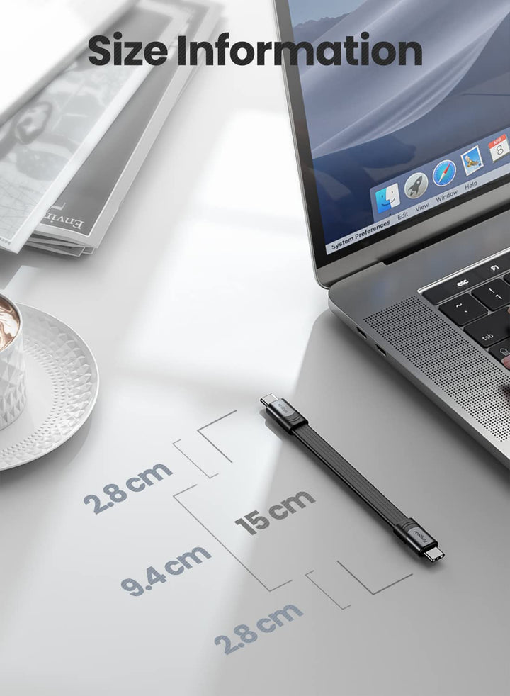 Short USB 4 Cable 6-inch/15cm 100W 40Gbps USB C to USB C Cable with 5K@60Hz Video Output Compatible for Thunderbolt 4/3 Port MacBook Pro Mac Mini External SSD Hub Docking Monitor Display eGPU