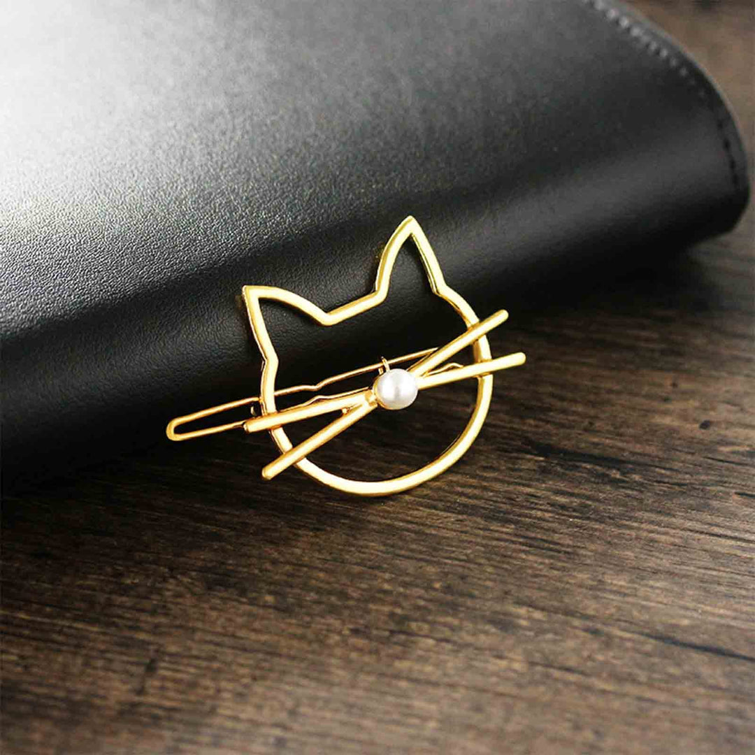 Cat Hair Clip Barrette Silver Hair Barrette Pin Animal Hair Barrette Clips Decorative Hair Accessories for Women and Girls Cat Lover Gifts (Silver)