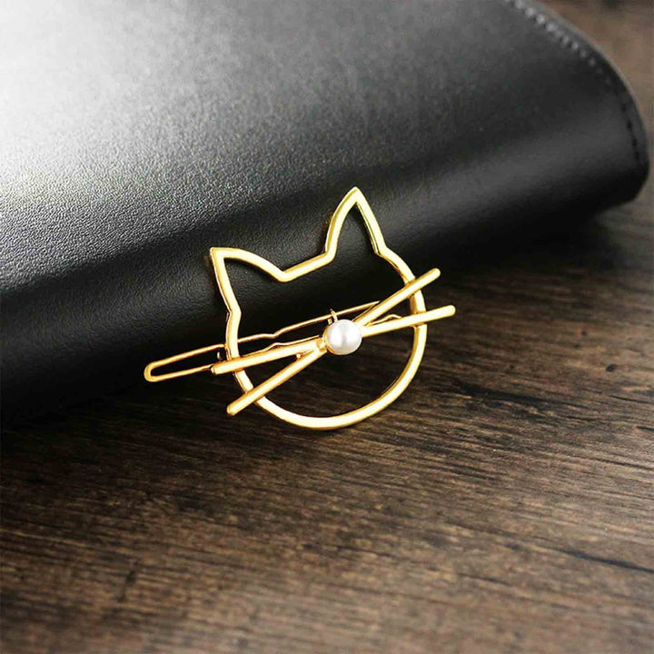 Cat Hair Clip Barrette Silver Hair Barrette Pin Animal Hair Barrette Clips Decorative Hair Accessories for Women and Girls Cat Lover Gifts (Silver)