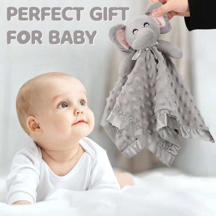 Elephant Security Blanket, Soft Lovey Unisex Lovie Baby Gifts for Newborn Boys and Girls Snuggle Toy Stuffed Animal Grey 16 Inch