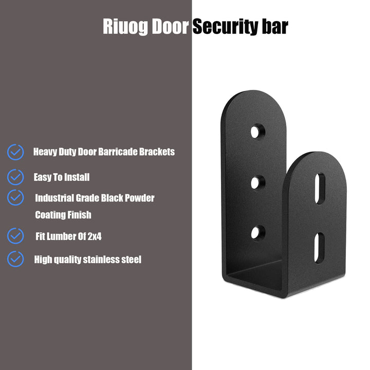 Door Security bar , Heavy Duty Door Barricade Brackets for 2 x 4 Lumber,Open Bar Holder Steel U Bracket fit for Indoor,Outdoor Door Security(2 Pack)