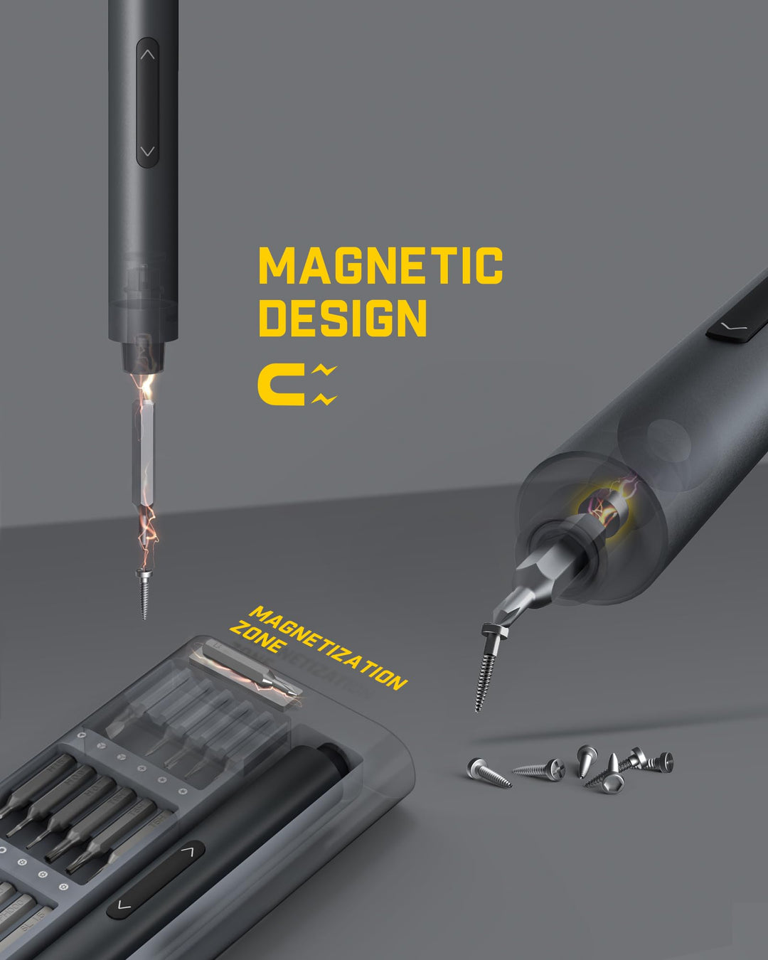 E1 Pro 3.7V Mini Electric Screwdriver, Precision Screwdriver Set with 24 Magnetic Bits, Max. 3 N.m, Magnetic Storage, 5/32''Hex, Repair Tool Set for Phone Camera Laptop Watch
