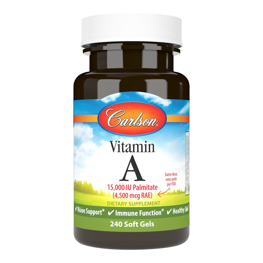 - Vitamin A, 15000 IU Palmitate (4500 mcg RAE), Vision Health & Healthy Skin, Immune Function, 240 Softgels