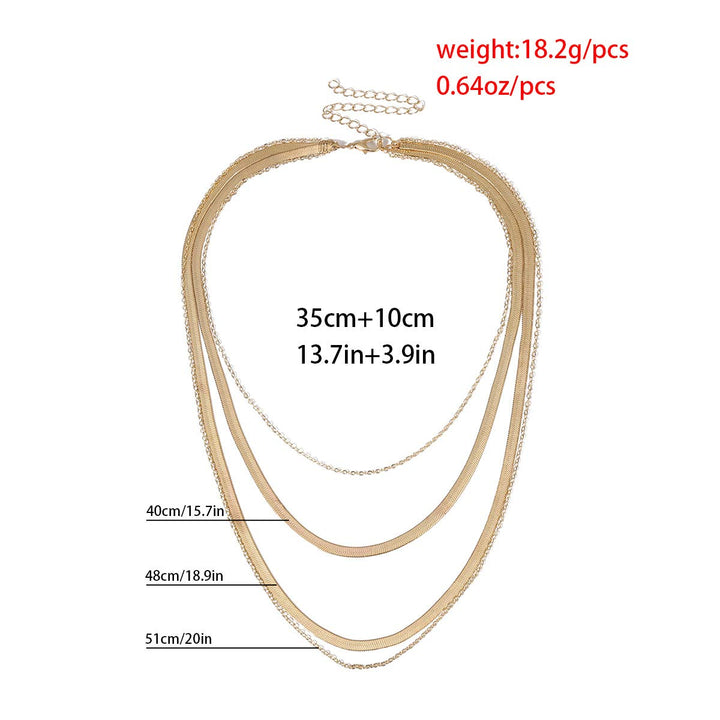 Italian Layered Flat Herringbone Chain Choker Necklace Snake Magic Necklace Prom Party Festival Accessories for Women(Gold)
