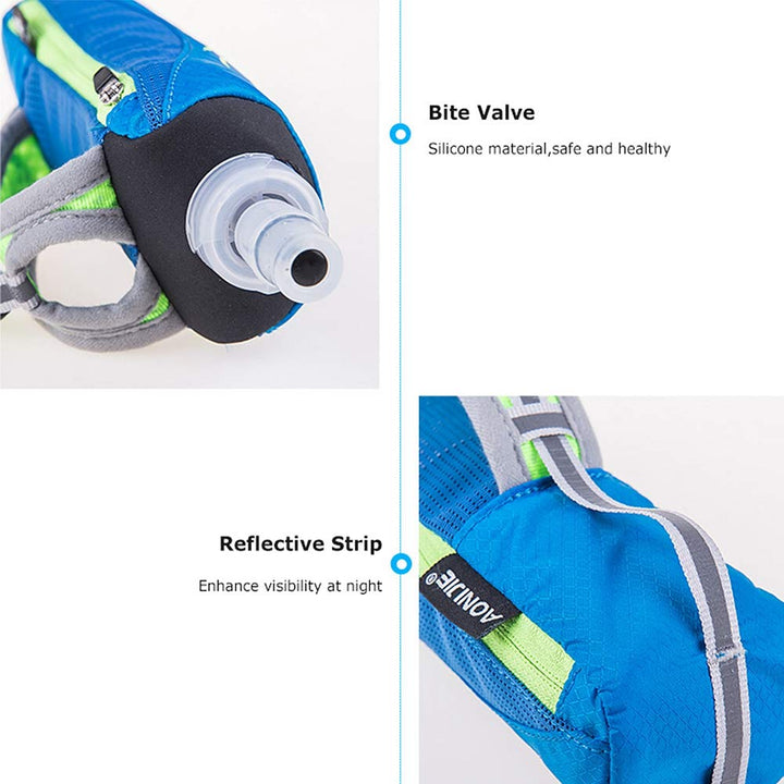 Quick Grip Handheld Soft Water Bottle for Running, Hand Strap Hydration Pack with 500ml Handheld Soft Flask Water Bottle (Blue)