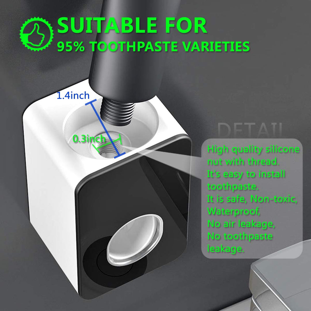 Toothpaste Dispenser,Automatic Toothpaste Squeezer,Hands Free Wall Mounted for Kids and Adult,is Wall Mount Bathroom Accessories with Super Sticky Suction Pad (Black), 1 Count (Pack of 1)