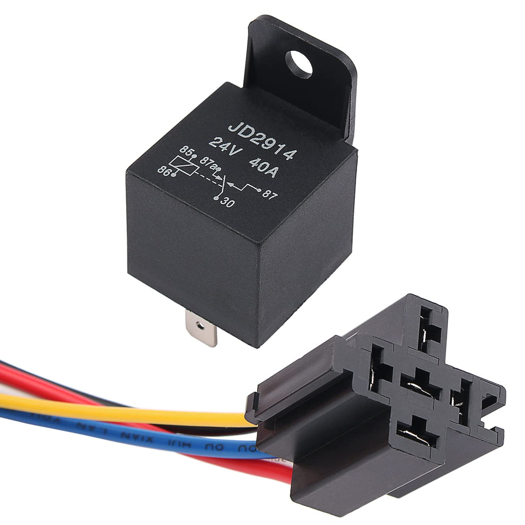 30/40Amp Automotive Relay with Socket Heavy Duty for Truck Car Van Motorcycle Boat Relay 1-Pack 5-Pin 24V DC