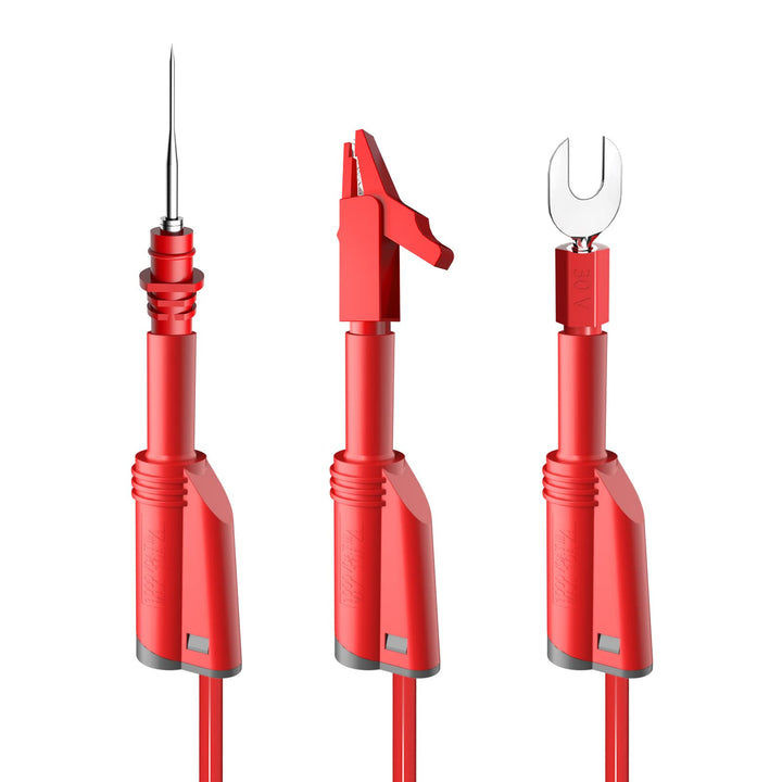 5PCS Banana Plug Silicone Test Leads Kit 4mm Fully Insulated Safety Shrouded Stackable Banana Plug with Alligator Crocodile Clips Test Fork Back Probe Pins for Multimeter