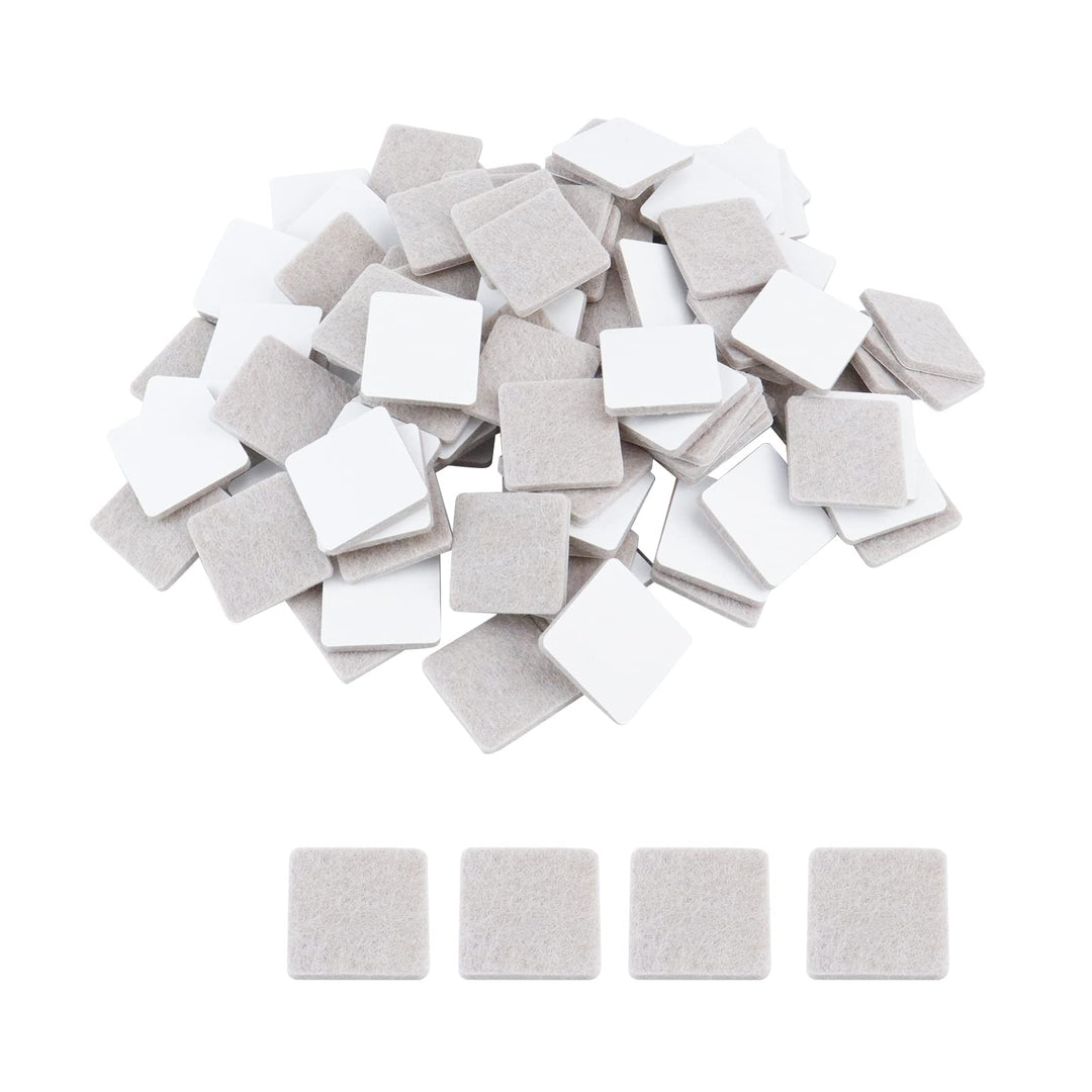 100pcs 1 x 1 Self-Adhesive Square Furniture Felt Pads Wood Floor Protectors Linen