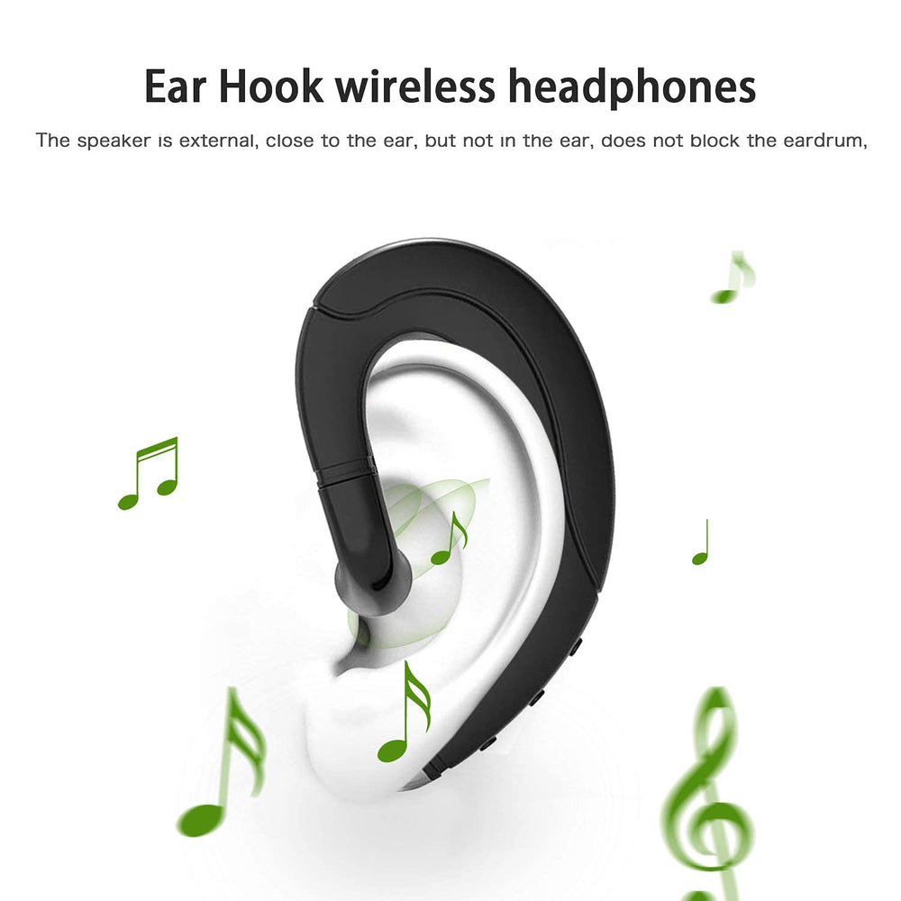 Ear Hook Bluetooth Headphone V5.0 with Mic, Painless Single Ear Wireless Headset 5 Hrs Playtime for Android Phones/iPhone X/8/7/6, Lightweight Non Bone Conduction Headphone with Ear Plug
