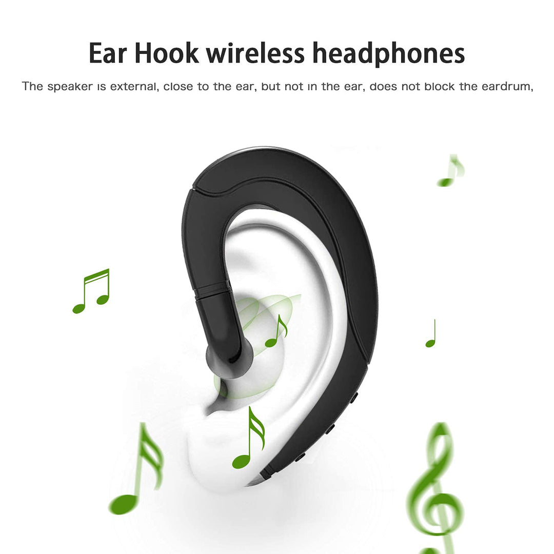 Ear Hook Bluetooth Headphone V5.0 with Mic, Painless Single Ear Wireless Headset 5 Hrs Playtime for Android Phones/iPhone X/8/7/6, Lightweight Non Bone Conduction Headphone with Ear Plug