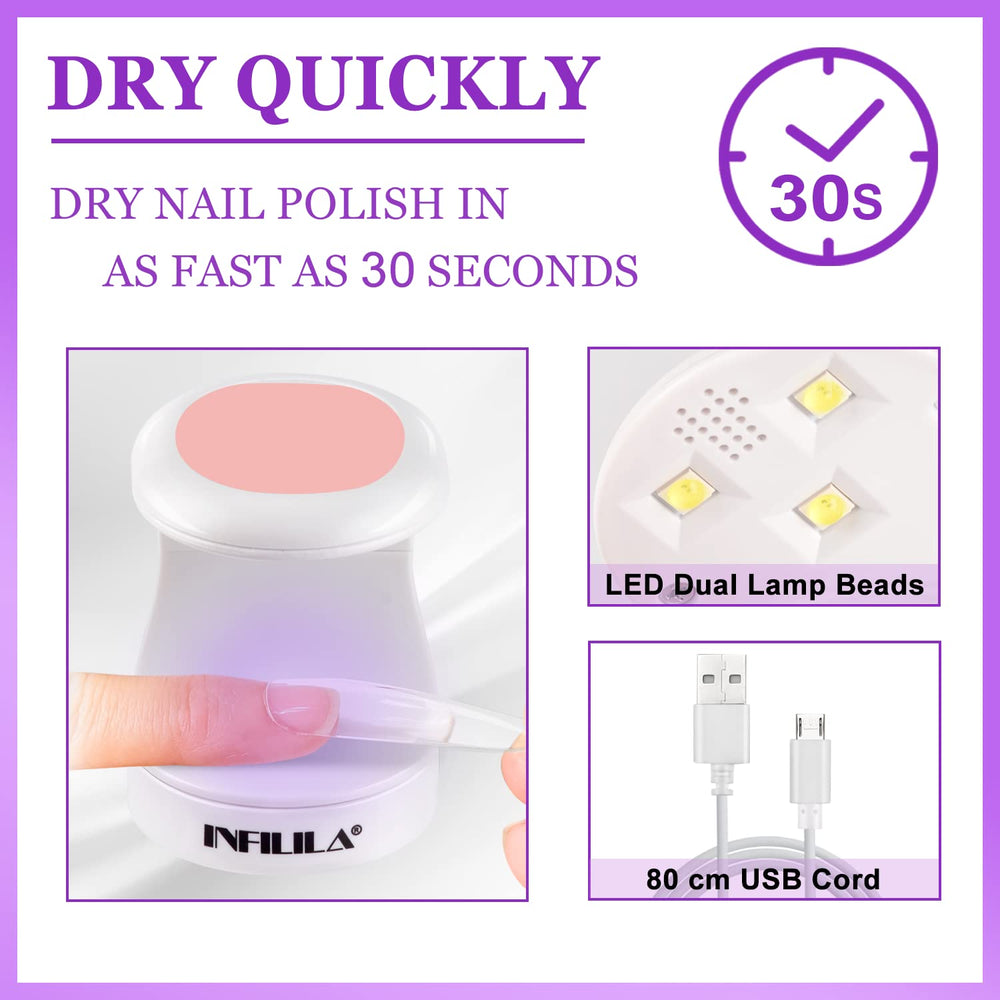 Mini UV Light for Gel Nails, Portable Mini Nail Lamp, 180°Opening Design USB Nail Dryer UV LED Nail Lamp Curing All Gels 16W Quick-Drying UV Nail Lamp for Single Finger (Pink)