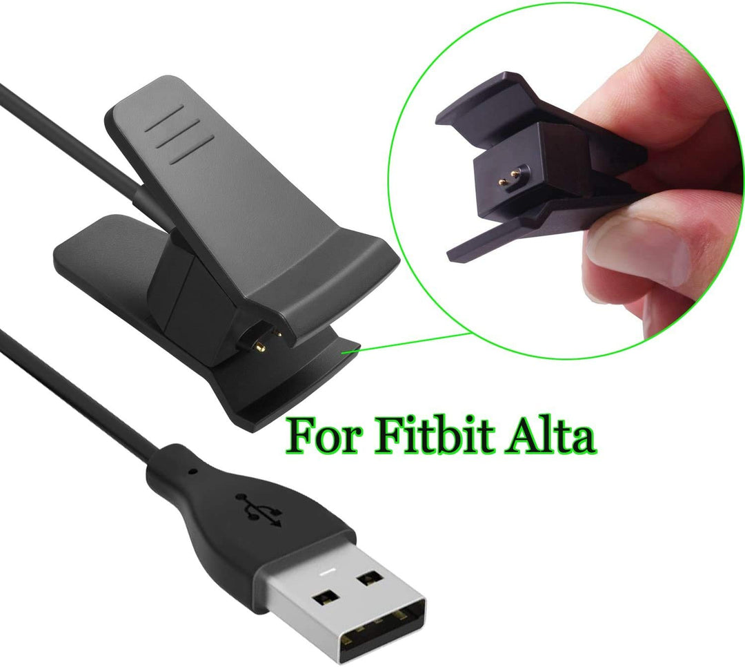 Compatible for Fitbit Alta Charger, 1-Pack 3.3ft/1m Replacement USB Charging Cable Cord Charger Cradle Dock Adapter for Fitbit Alta and Fitness Wristband Smart Watch (Black-1 Pack)