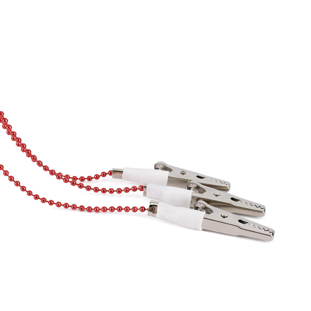 3 PCS Dental Bib Holder Clips Ball Tatto Chain Clip Red, Metal Napkin Towel Fixing Holders Adjustable for Kid|Adult|Patient|Dentist, Easy to Use - Lightweight