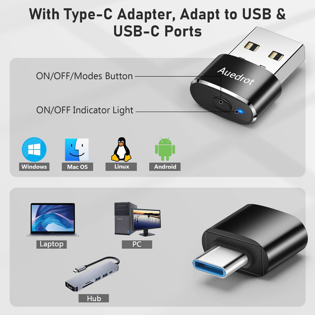 Mouse Jiggler Undetectable Metal USB Mouse Mover with Switch Button, Automatic Mini Mouse Shaker with 2 Jiggle Modes, Driver-Free, Plug & Play, Keep Computer/Laptop Awake, with USB-C Adapter, Black