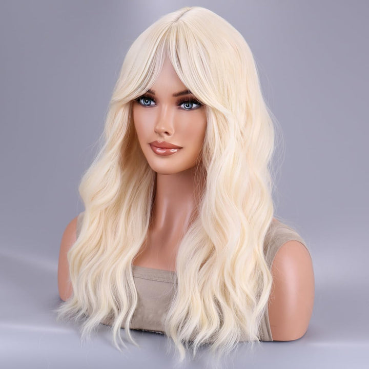 Ombre Wig Long Wavy 2 Tone Black and Purple Ombre Wig Dark Roots Heat Resistant Fiber Full Wigs for Women (Black to Purple)