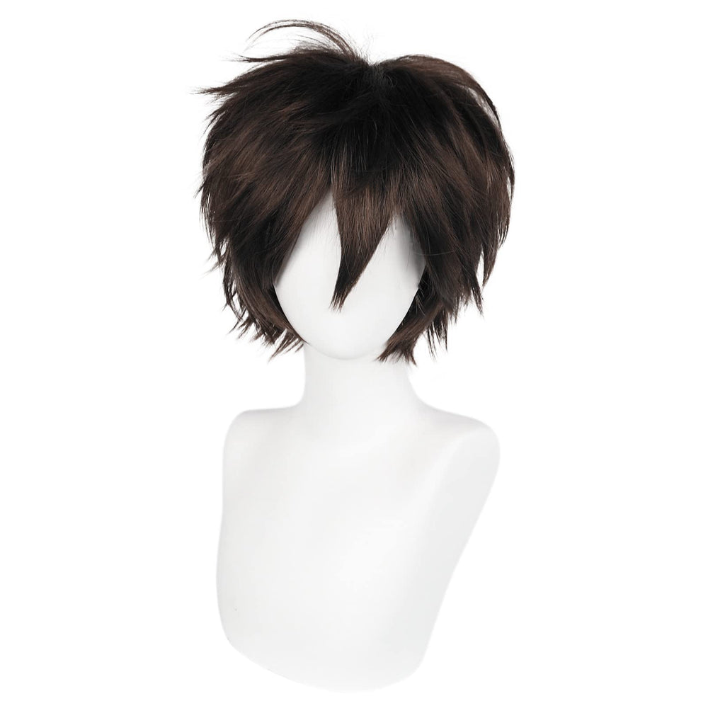 Wig Cap Short Brown Wig Cosplay Wigs Natural Style with Bangs Synthetic Hair For Halloween Wig For Women Men Dress Up Wig For Anime Cartoon Costume Party Wig