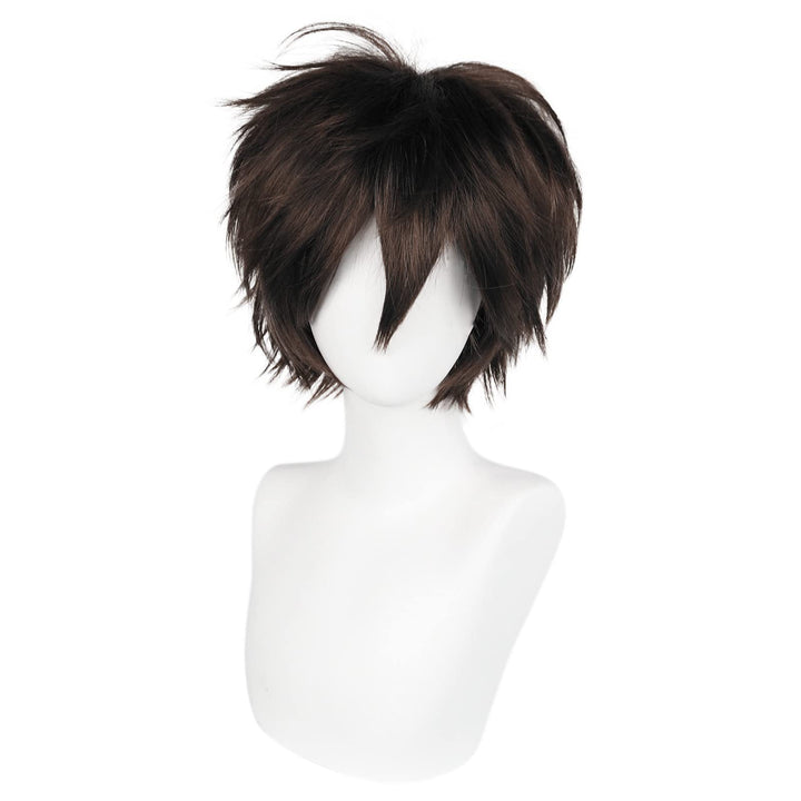 Wig Cap Short Brown Wig Cosplay Wigs Natural Style with Bangs Synthetic Hair For Halloween Wig For Women Men Dress Up Wig For Anime Cartoon Costume Party Wig