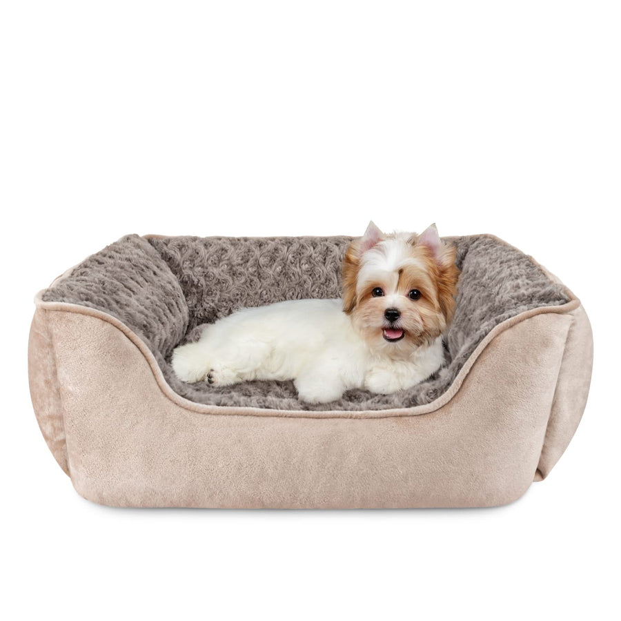 Rectangle Dog Bed for Large Medium Small Dogs Machine Washable Sleeping Sofa Non-Slip Bottom Breathable Soft Puppy Bed Durable Orthopedic Calming Pet Cuddler, Multiple Size, Beige