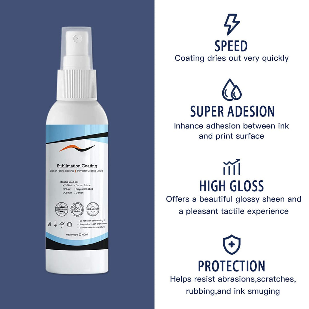 Sublimation Spray, Sublimation Coating Spray for Cotton Shirts, All Fabric, Canvas and Cartons with High Gloss, Quick Dry, Easy Subli for Sublimation, for Formula 1 Step Process, 30ml