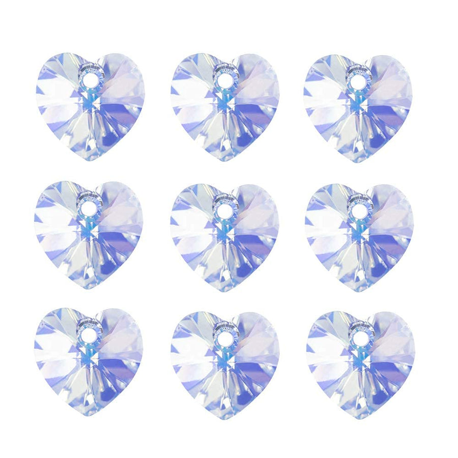 60pcs AB Heart Shaped Crystal Beads - 10mm Top Drilled Adabele Austrian Heart Glass Pendants Beads Charms for DIY Project Earring, Necklaces, Bracelets, Jewelry Making