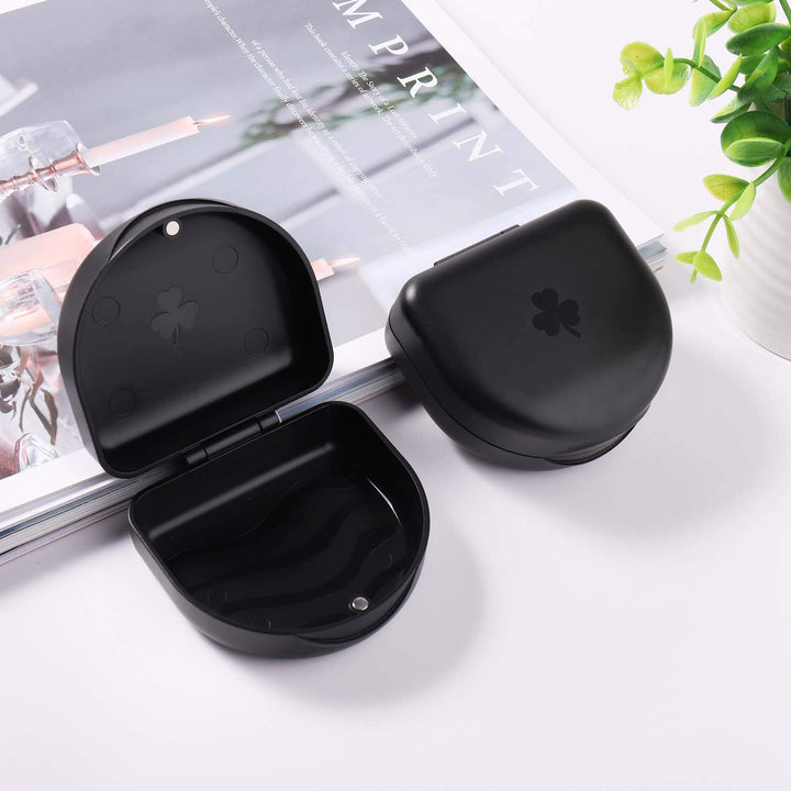 (2 Pack) Retainer Case,Solid Orthodontic Retainer Case-black