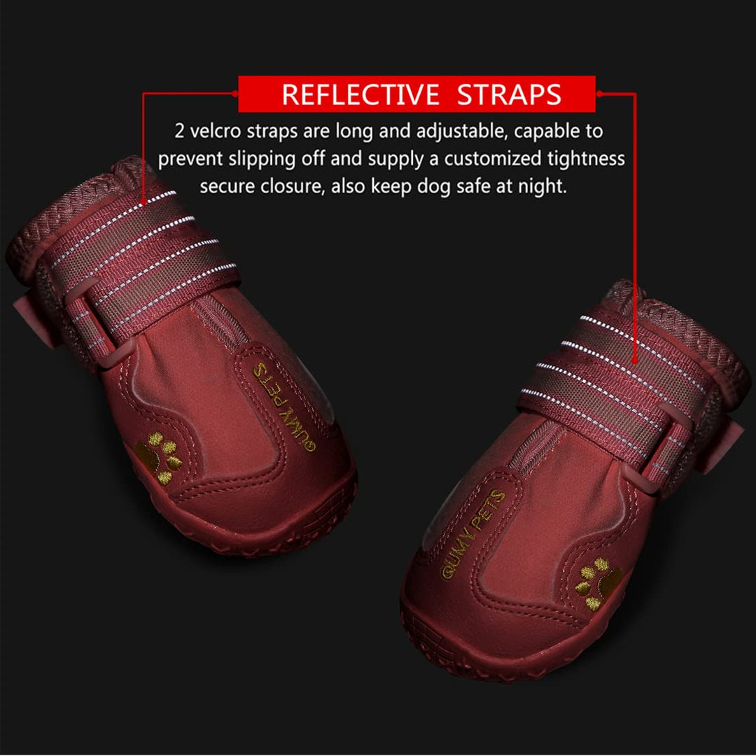 Dog Shoes for Large Dogs, Medium Dog Boots & Paw Protectors for Winter Snowy Day, Summer Hot Pavement, Waterproof in Rainy Weather, Outdoor Walking, Indoor Hardfloors Anti Slip Sole Pink 6