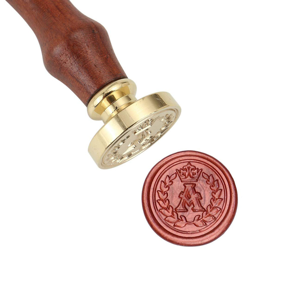 Wax Seal Stamp, Vintage Brass Head with Wooden Handle Alphabet Letter Initial A Sealing Wax Stamp