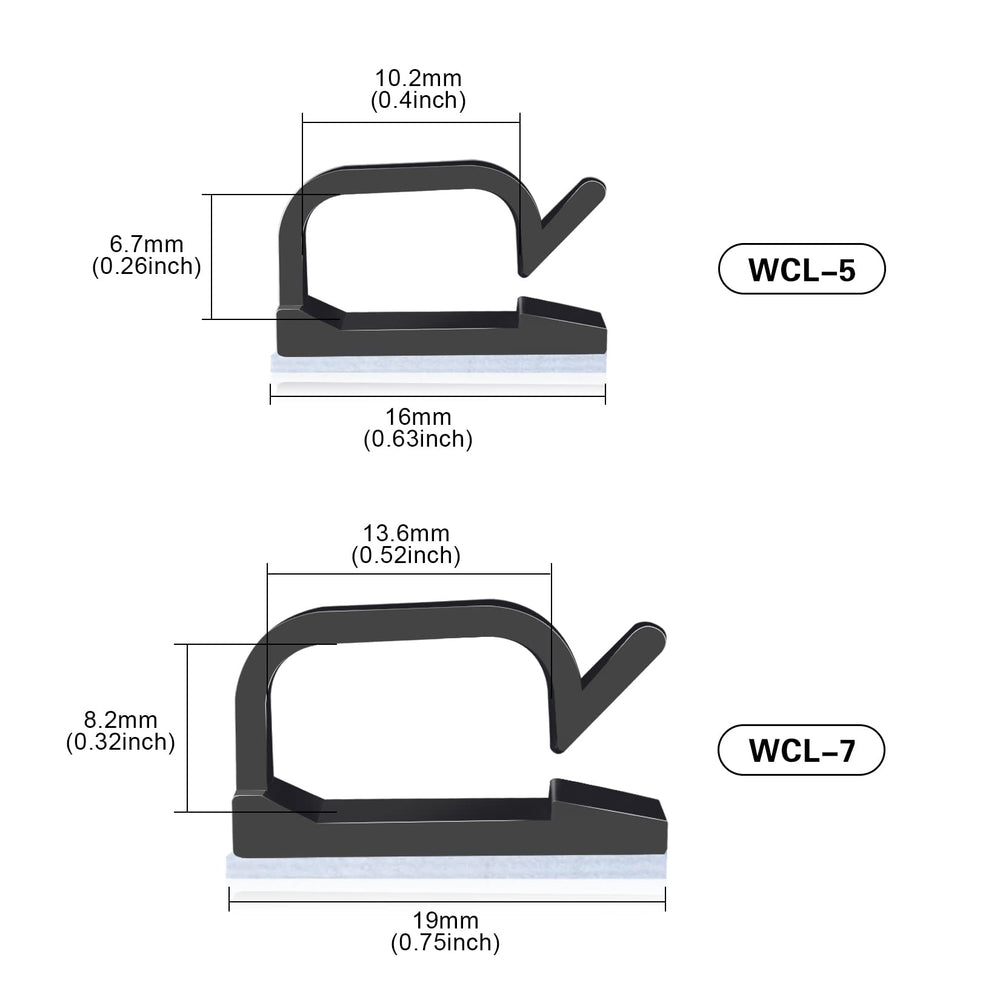 5/8” Adhesive Cable Wire Clips Black 60pcs, Cable Staples Outdoor Cable Management Wire Organizer Cord Holder for Under Desk, Car, Wall, TV PC Ethernet Cable