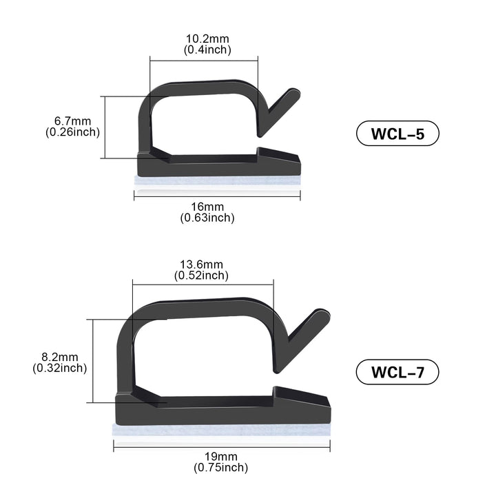 5/8” Adhesive Cable Wire Clips Black 60pcs, Cable Staples Outdoor Cable Management Wire Organizer Cord Holder for Under Desk, Car, Wall, TV PC Ethernet Cable