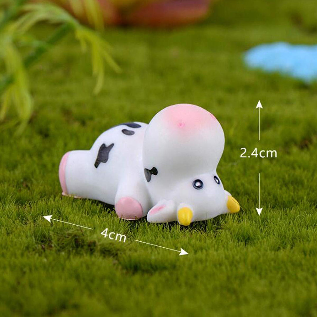 6 Pcs Cute Cow Animals Miniature Figurines, Cow Cake Cupcake Toppers, Miniature Cow Moss Landscape DIY Terrarium Crafts Ornament, Miniature Fairy Garden Decoration