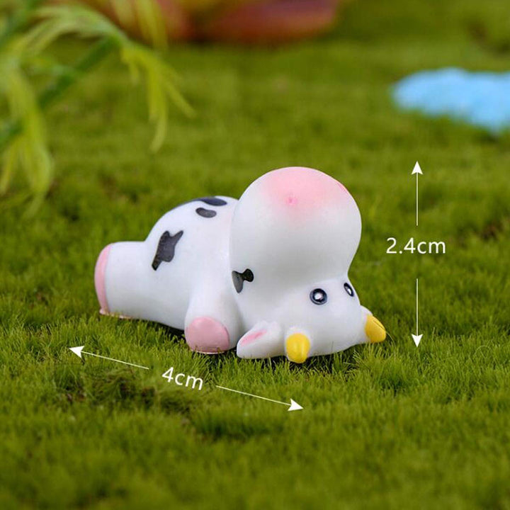 6 Pcs Cute Cow Animals Miniature Figurines, Cow Cake Cupcake Toppers, Miniature Cow Moss Landscape DIY Terrarium Crafts Ornament, Miniature Fairy Garden Decoration