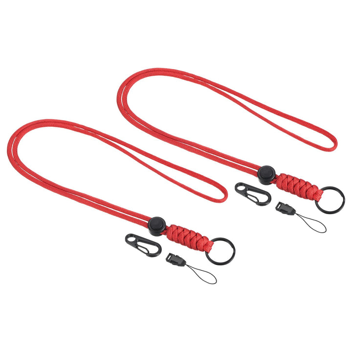 Badge Lanyard 20 Inch, 2 Pack Necklace Keychain Cord Metal Clasp Hook Ring Strap for Keys Whistle ID Card Badge Holder, Red