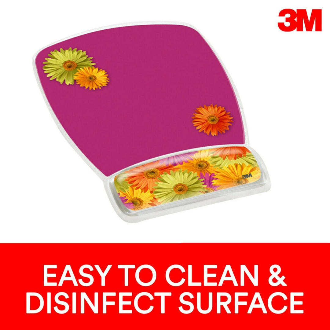 Precise Mouse Pad with Gel Wrist Rest, Soothing Gel Comfort with Durable, Easy to Clean Cover, Optical Mouse Performance, Daisy Design (MW308DS)