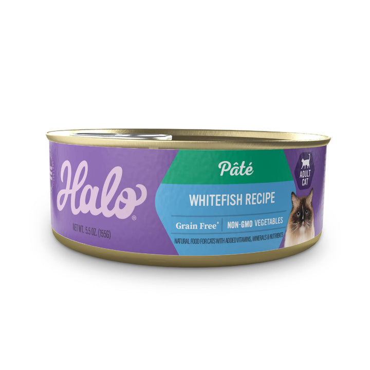 Wet Cat Food Whitefish Recipe, Grain Free Wet Cat Pate, Canned Cat Food for Extra Hydration, 5.5 Oz Can (Pack of 12)