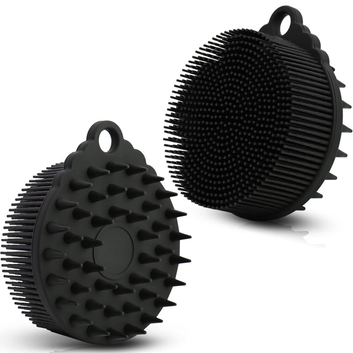 Body Scrubbers for Use in Shower, Easy to Grip, Soft Silicone Loofah for Women Men, 2 in 1 Body Brush for Showering, Easy to Clean, Easy Dry, Hangable, 1PC Black
