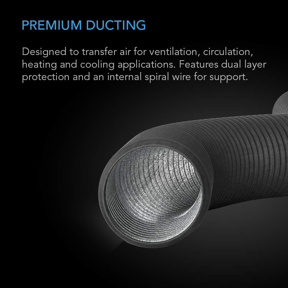 Flexible 4-Inch Aluminum Ducting, Heavy-Duty Four-Layer Protection, 8-Feet Long for Heating Cooling Ventilation and Exhaust