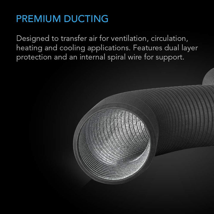 Flexible 4-Inch Aluminum Ducting, Heavy-Duty Four-Layer Protection, 8-Feet Long for Heating Cooling Ventilation and Exhaust