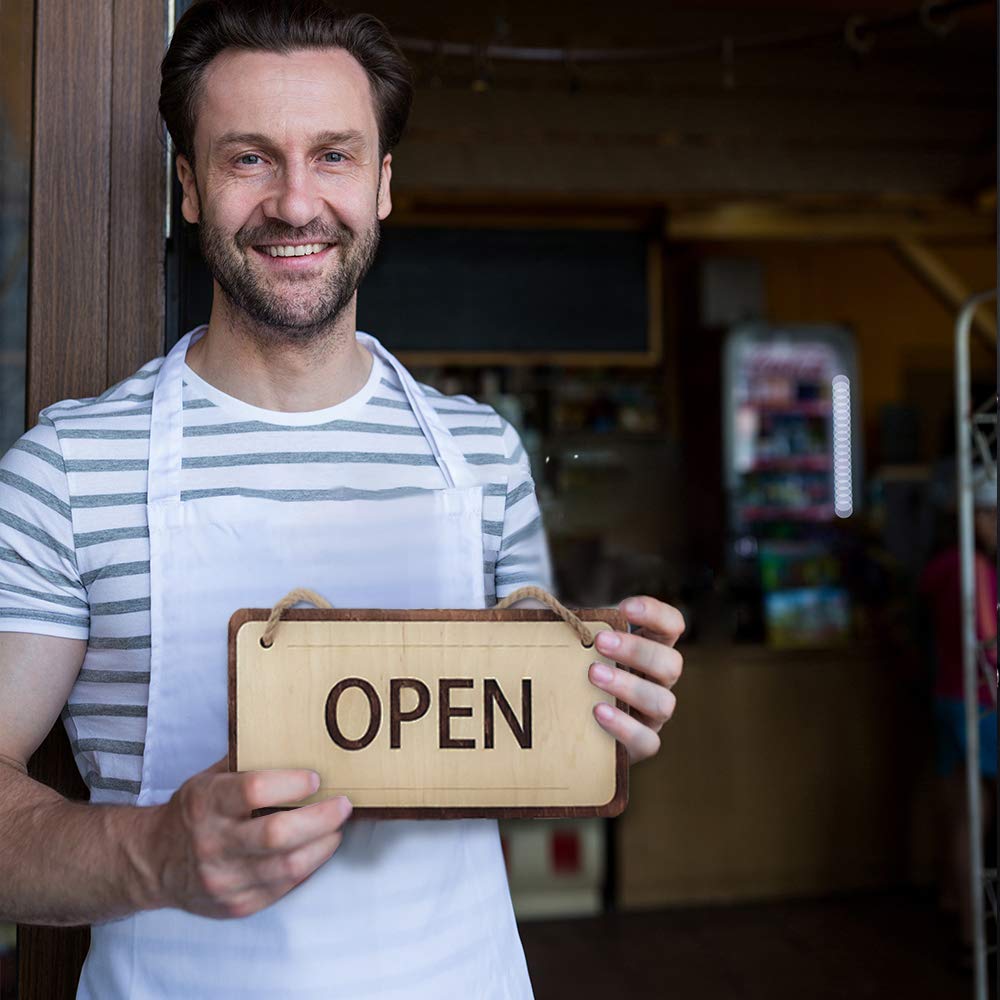 Wooden Open Closed Sign 126 Inch - Wooden Rustic Open and Closed Sign for Business - Wood Hanging Business Open Sign with Rope - Double Sided Vintage Open Signs for Shop Door Window Open Close Sign
