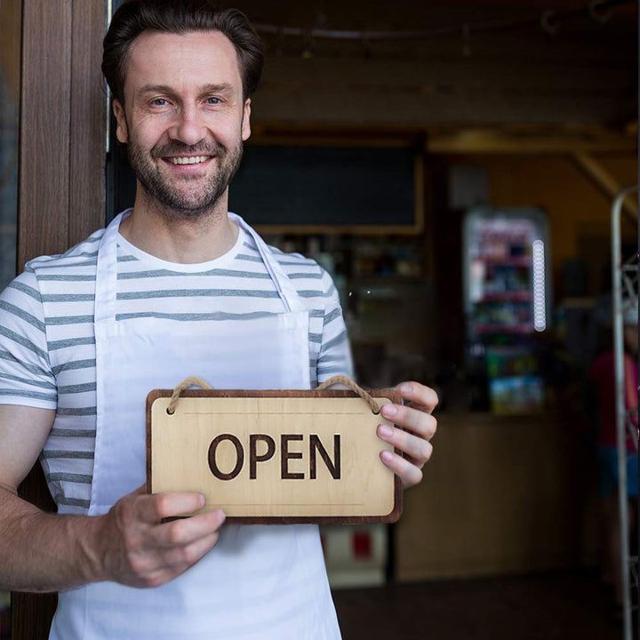 Wooden Open Closed Sign 126 Inch - Wooden Rustic Open and Closed Sign for Business - Wood Hanging Business Open Sign with Rope - Double Sided Vintage Open Signs for Shop Door Window Open Close Sign