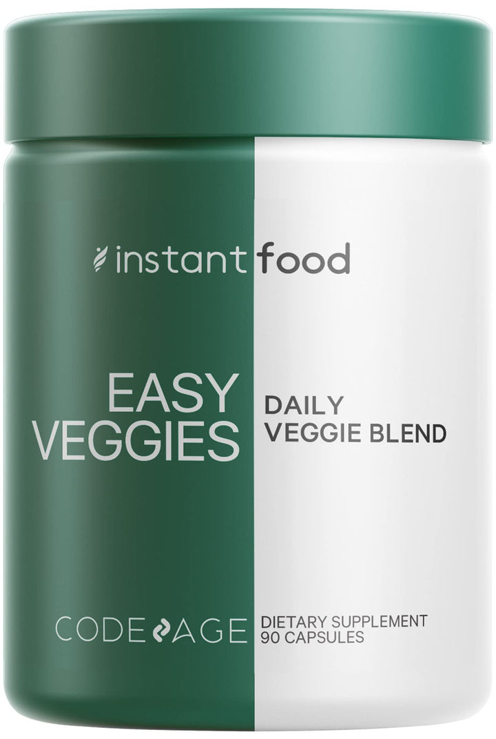 Instantfood Easy Veggies, Over 15 Vegetable Powders Equivalent All-in-One, Daily Vegan Blend, Whole Food Greens Vitamins Supplement Capsules, Phytonutrients Multivitamin, Non-GMO, 90 Capsules