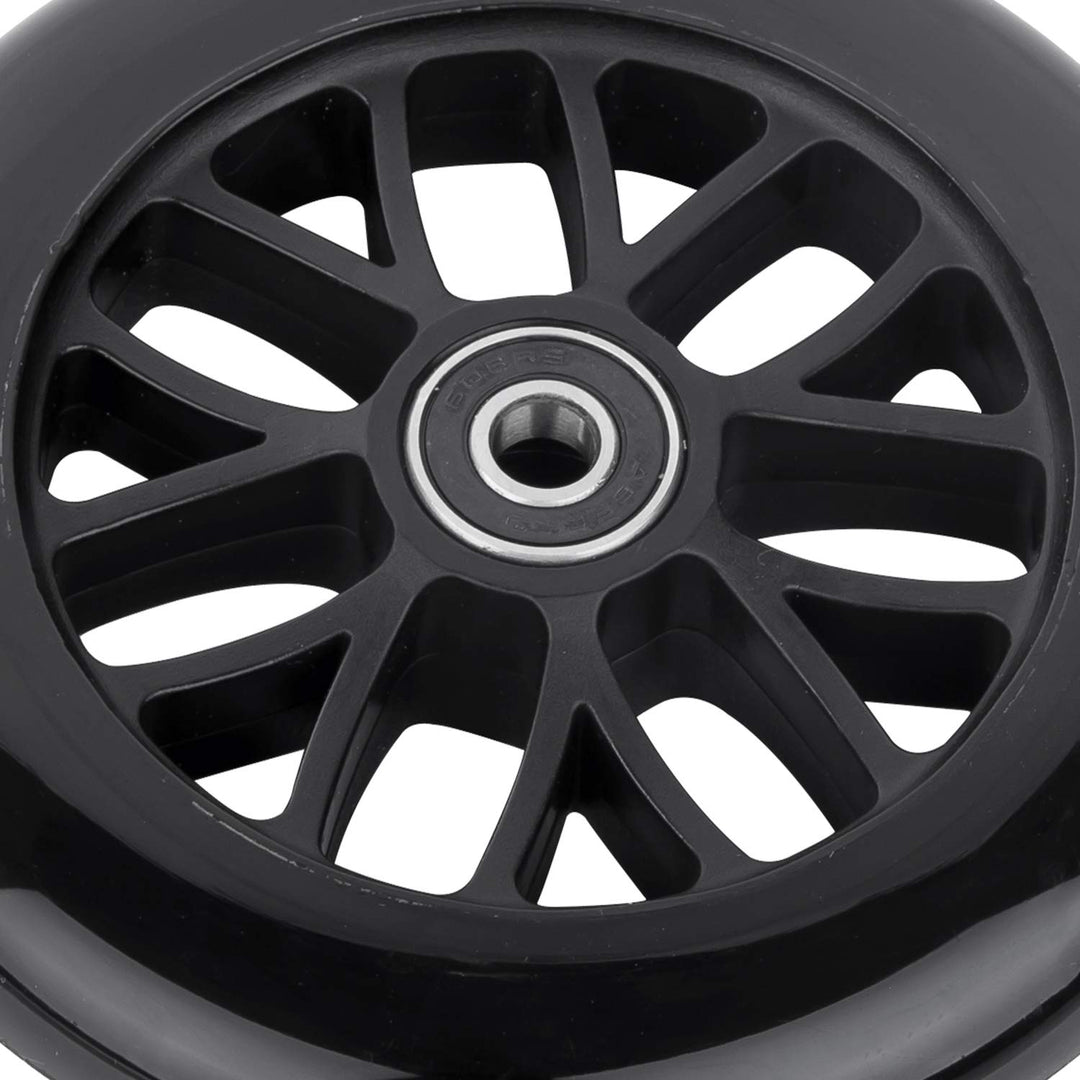 125mm Scooter Wheels 125mmX24mm Scooter Replacement Wheel w/Bearings ABEC-9 for Razor A3 Kick Scooter, DeltaWing Scooter, Swing Wiggle Scooter, Flicker Scooter, Wheel Chair, etc (2-Pack, Black)