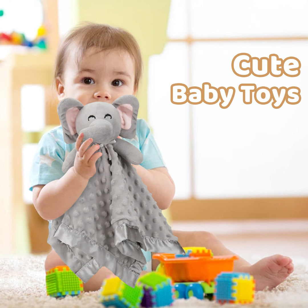 Elephant Security Blanket, Soft Lovey Unisex Lovie Baby Gifts for Newborn Boys and Girls Snuggle Toy Stuffed Animal Grey 16 Inch