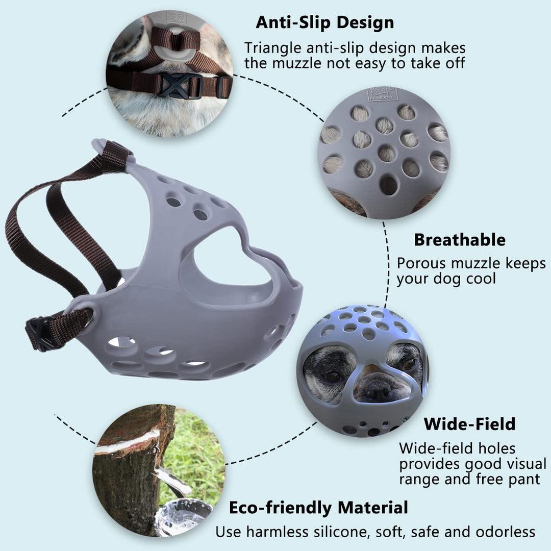 Dog Muzzle for Short Snout Dogs, Soft Silicone Muzzle for Biting, Chewing, Licking for French Bulldog Shih Tzu, Ideal for Flat-Faced Aggressive Dogs Grooming Walking, Allows Drinking