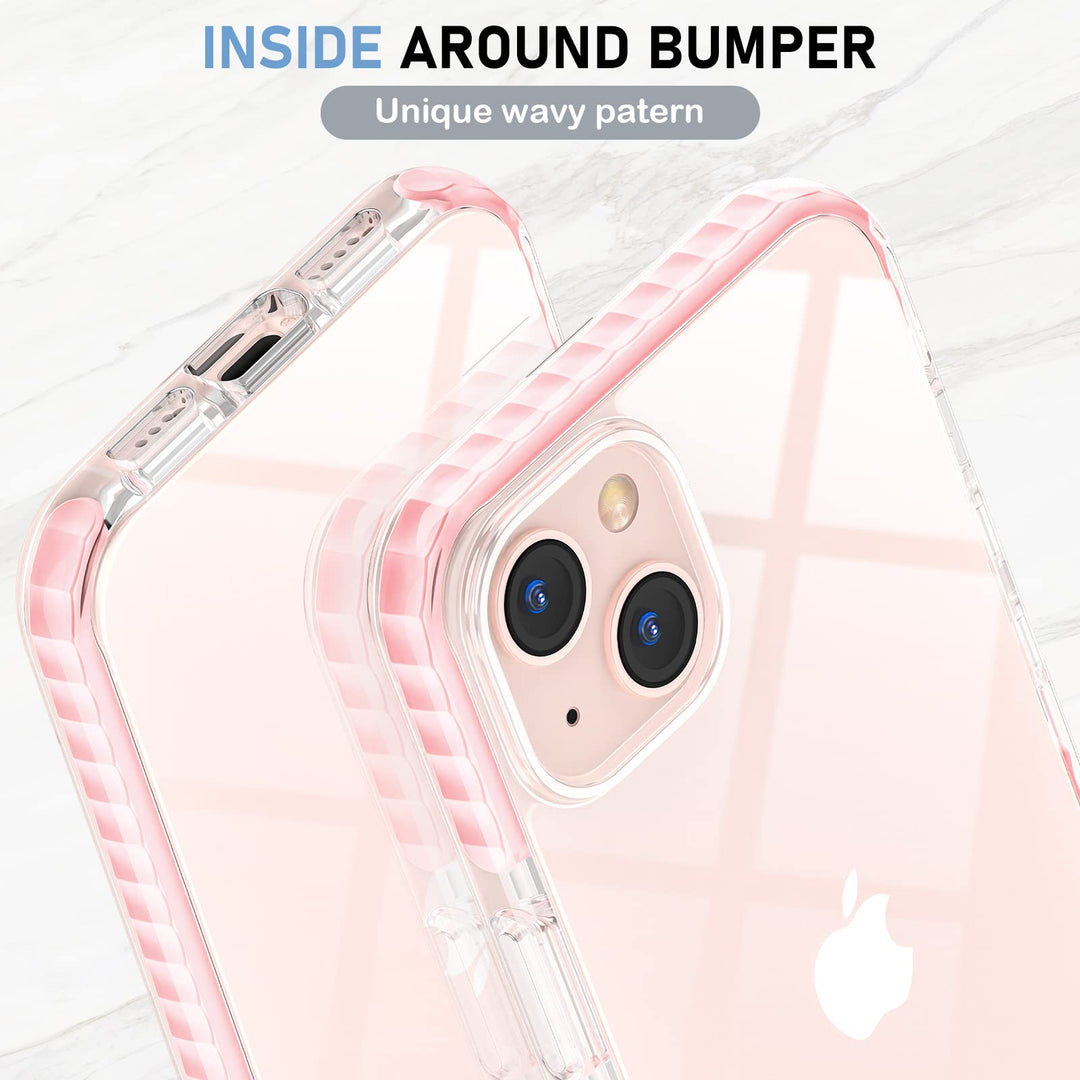 Compatible with iPhone 13 case Clear Thin Slim Crystal Transparent Cover Shockproof Bumper Case for iPhone 13 6.1 2021(Pink)